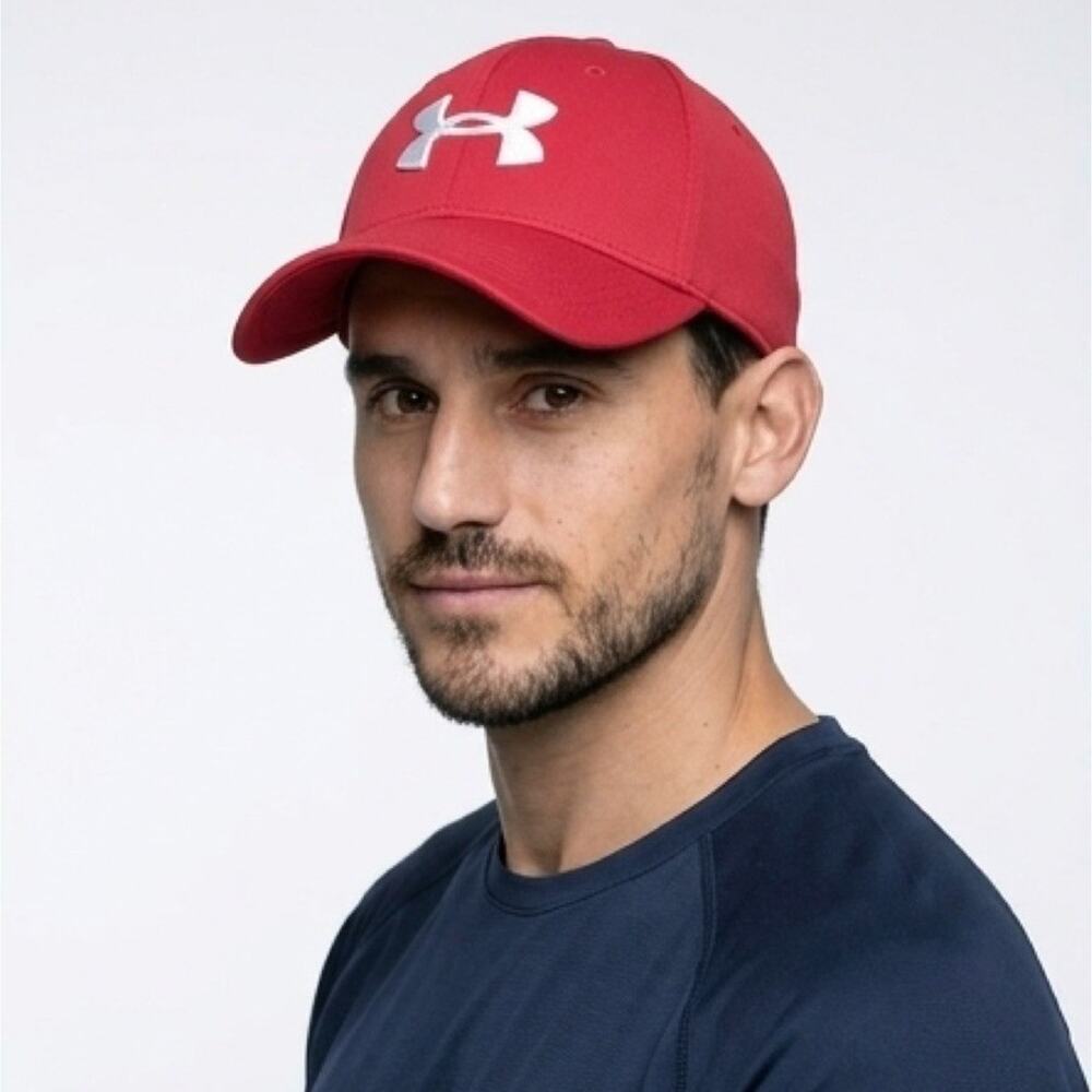 Under Armour Men's UA Blitzing Baseball Hat Cap Red Size M/L